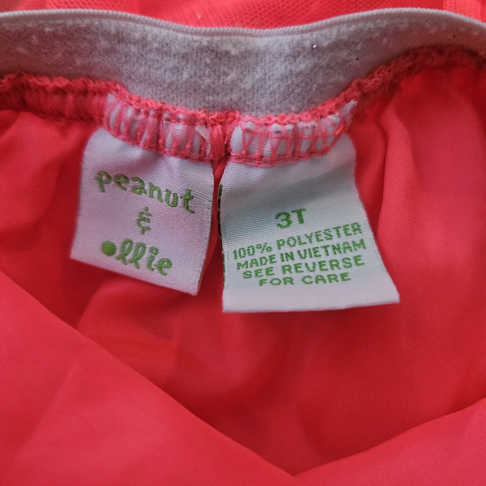 Peanut Ollie Girls Neon Coral Glitter Tulle Skirt Size‎ 3T